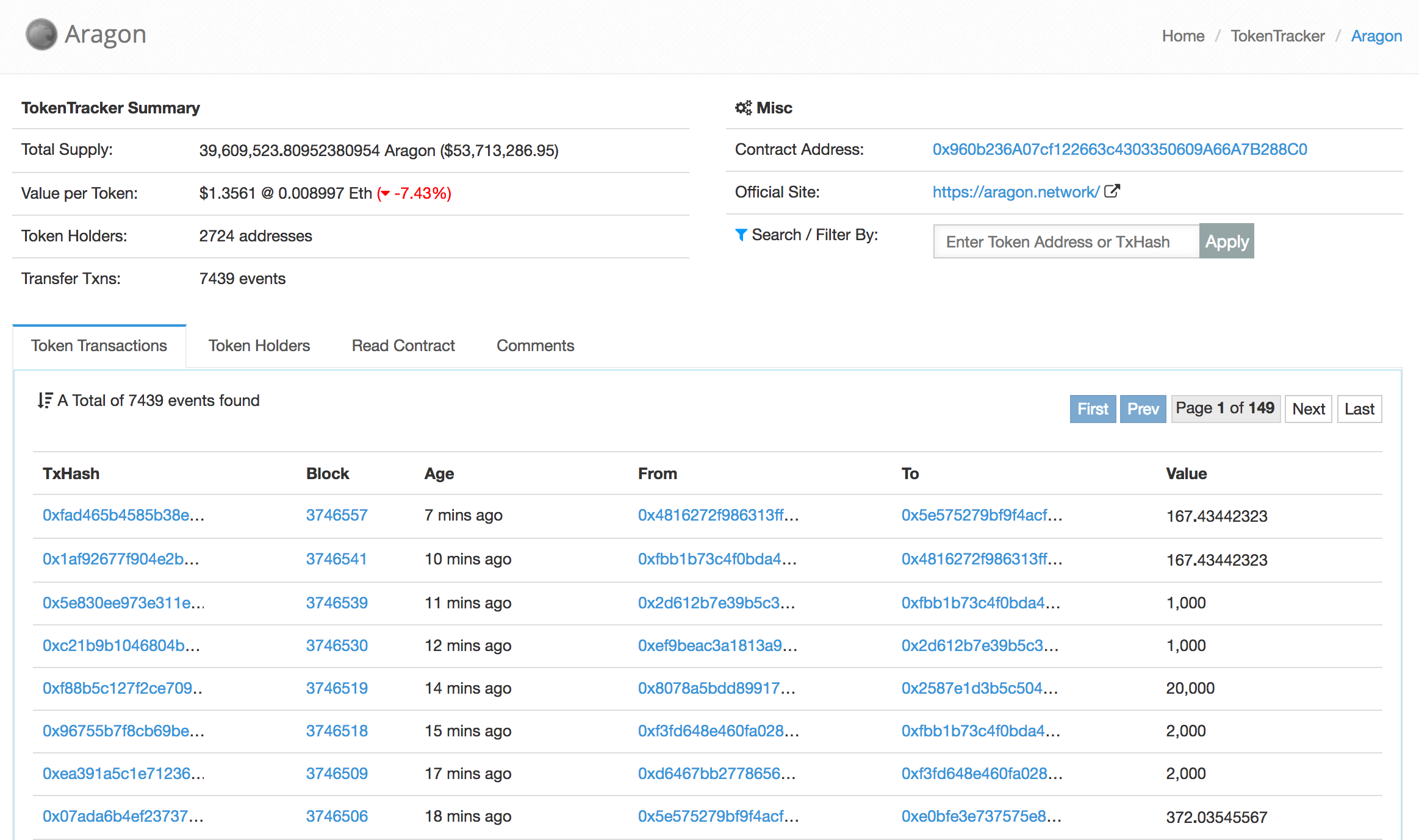 ethereum token tracker